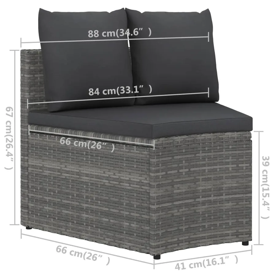 Salon de jardin 9 pcs avec coussins Résine tressée Gris - 11