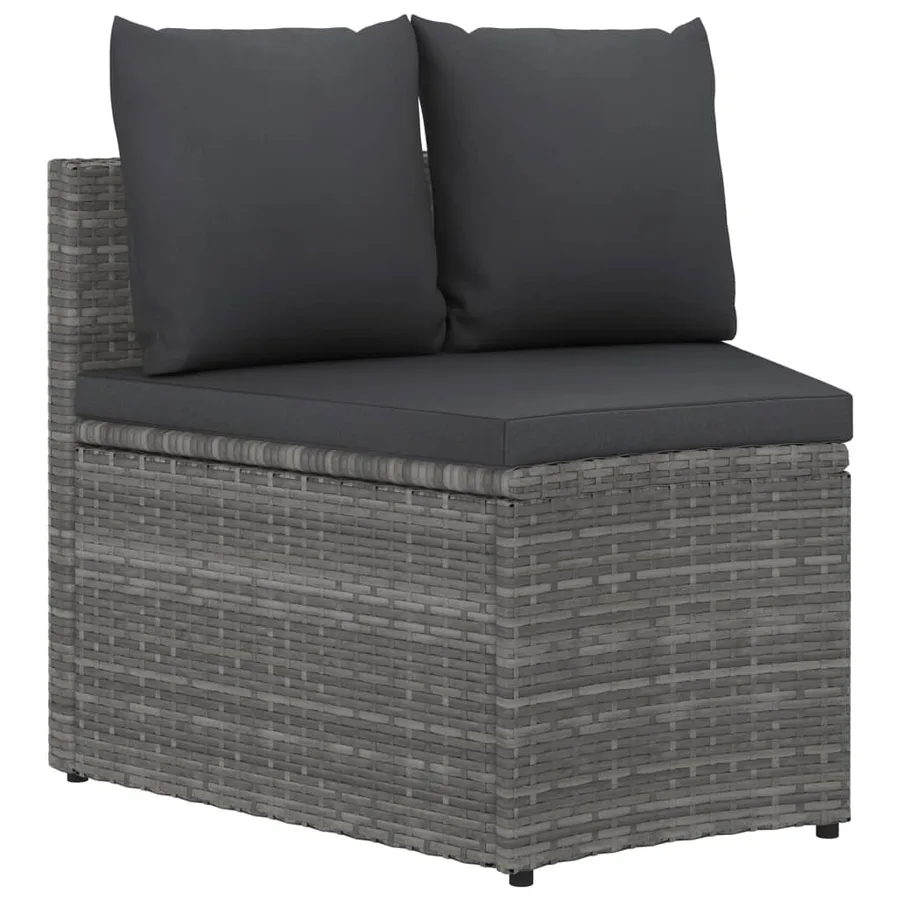 Salon de jardin 9 pcs avec coussins Résine tressée Gris - 4