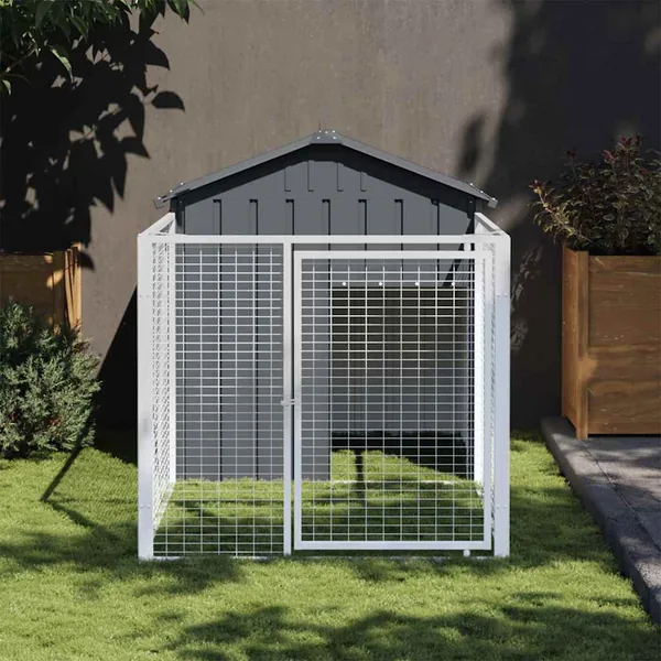 Niche pour chien avec cour anthracite 117x201x123 cm