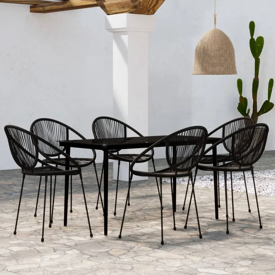 Ensemble à manger de jardin 7 pcs Noir