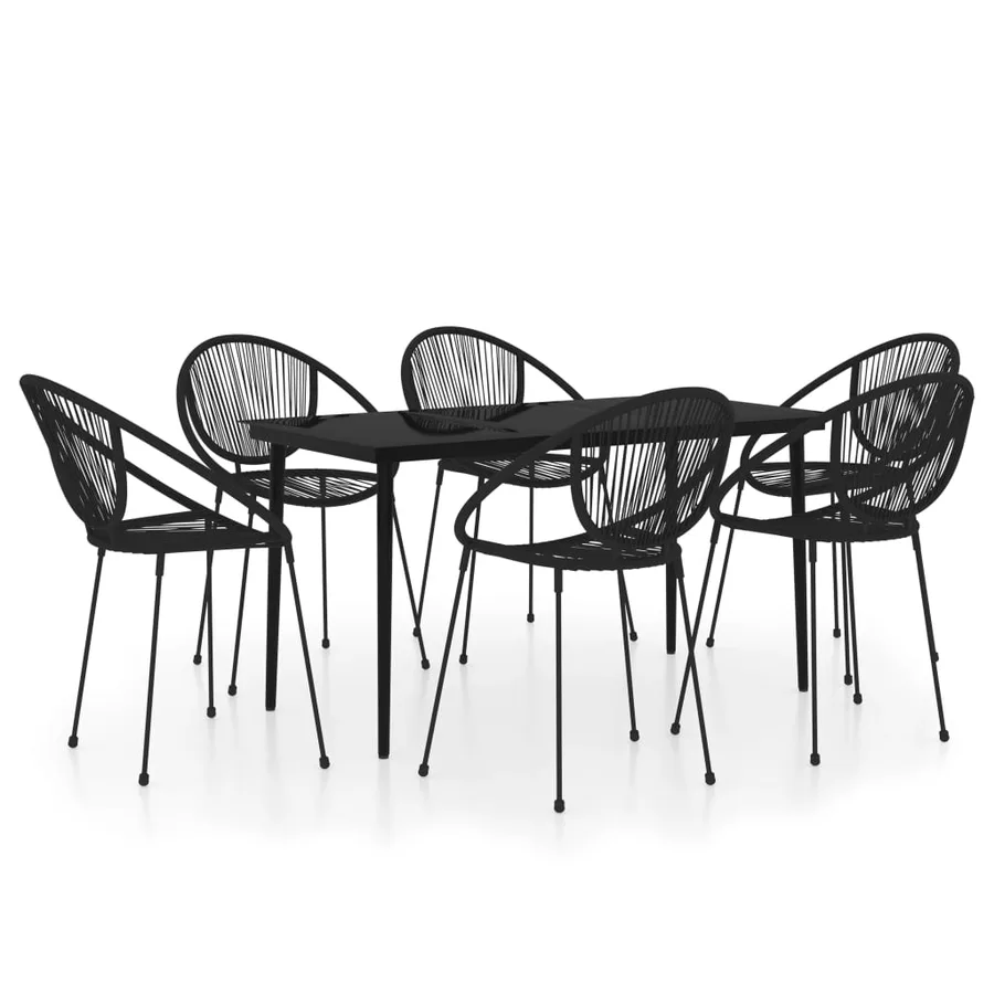 Ensemble à manger de jardin 7 pcs Noir - 2