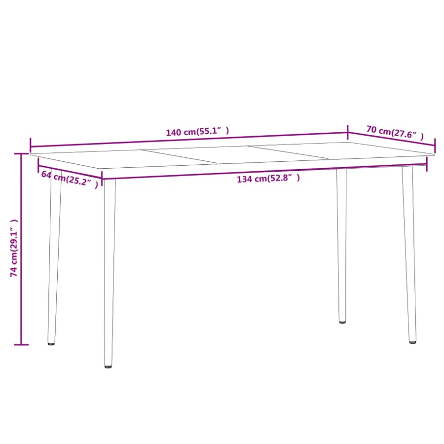 Ensemble à manger de jardin 7 pcs Noir - 8
