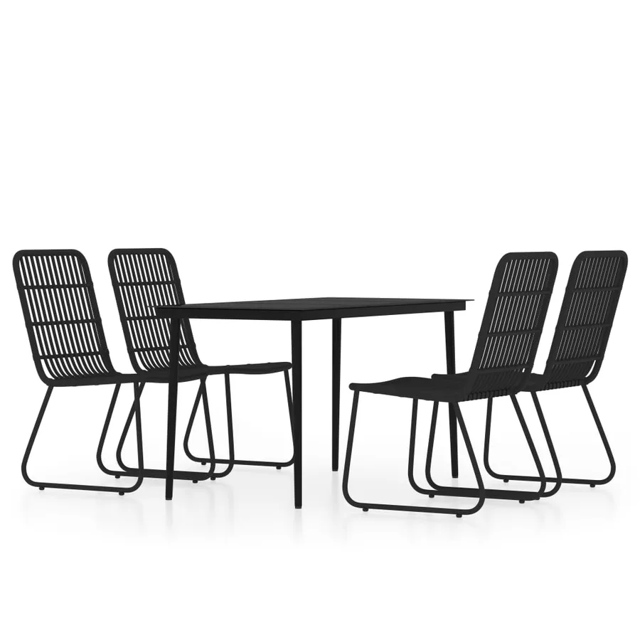 Ensemble à manger de jardin 5 pcs Noir - 2