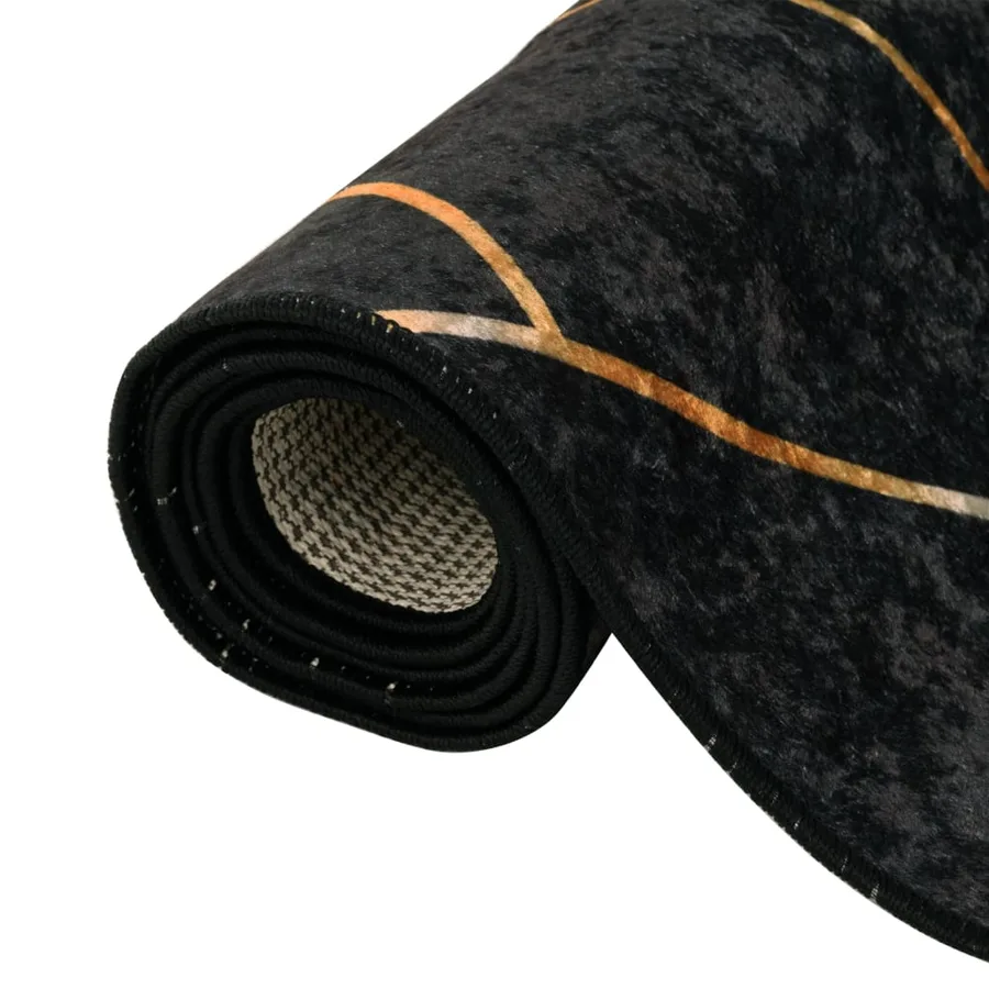 Tapis lavable noir et doré 160x230 cm antidérapant - 5