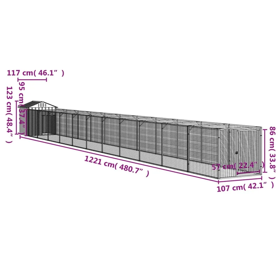 Niche pour chien avec toit anthracite acier galvanisé - 9