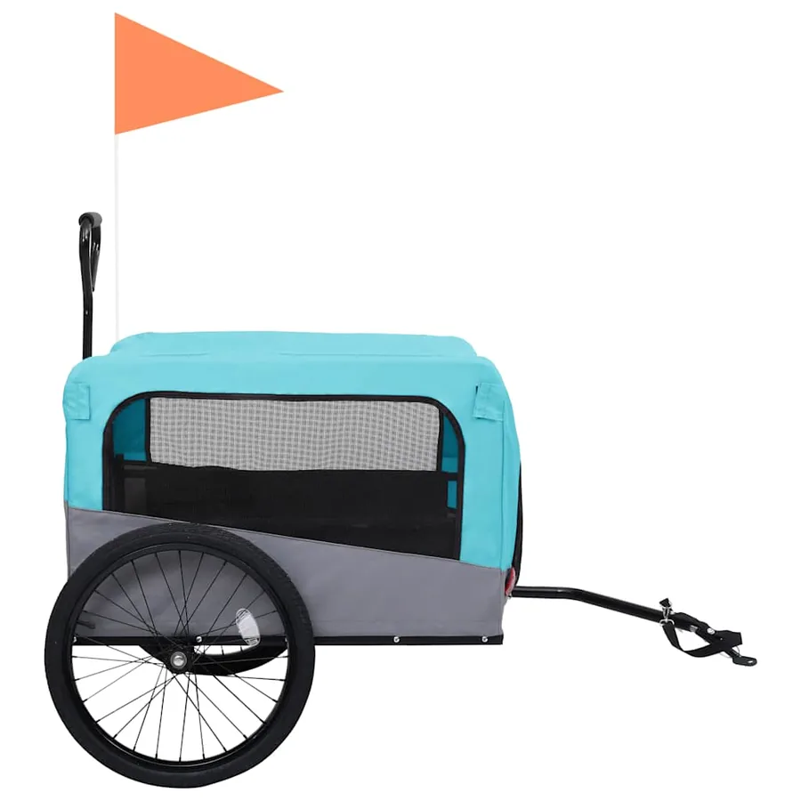 Remorque de vélo pour chiens et poussette 2-en-1 bleu et gris - 4