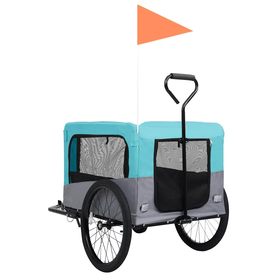 Remorque de vélo pour chiens et poussette 2-en-1 bleu et gris - 5