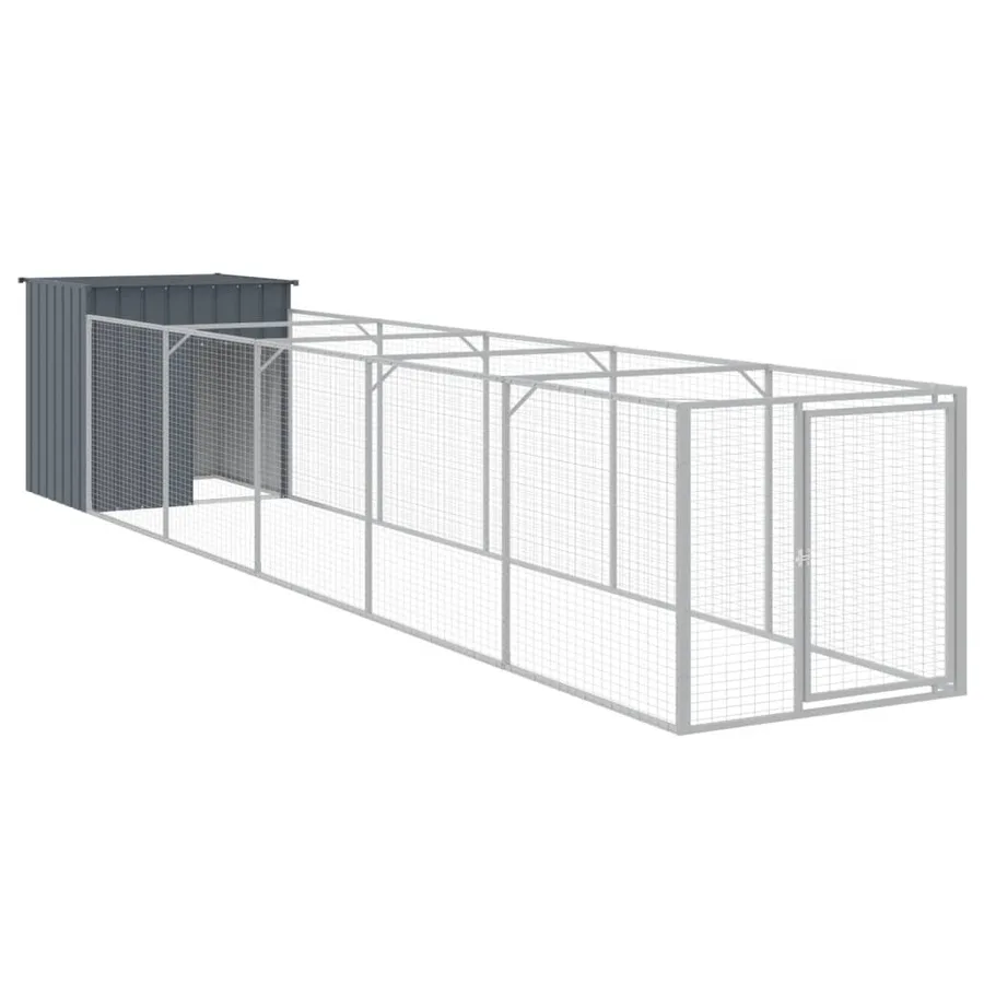 Niche pour chien avec cour anthracite 110x609x110 cm - 2