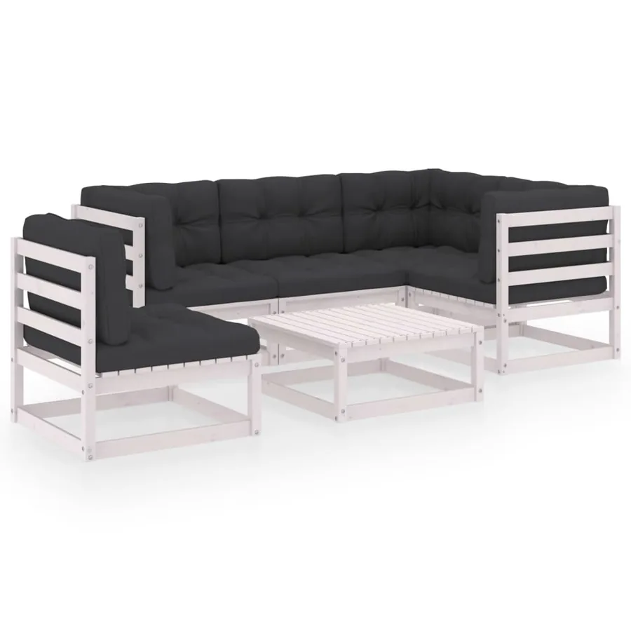 Salon de jardin 6 pcs avec coussins Bois de pin massif - 2