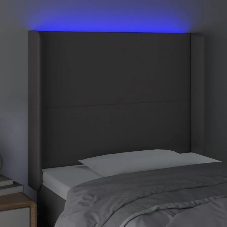 Tête de lit à LED Gris 83x16x118/128 cm Similicuir - 4