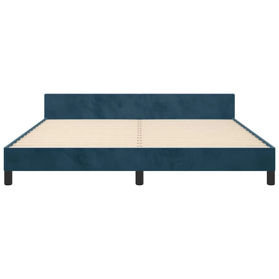 Cadre de lit sans matelas bleu foncé 160x200 cm velours - 6