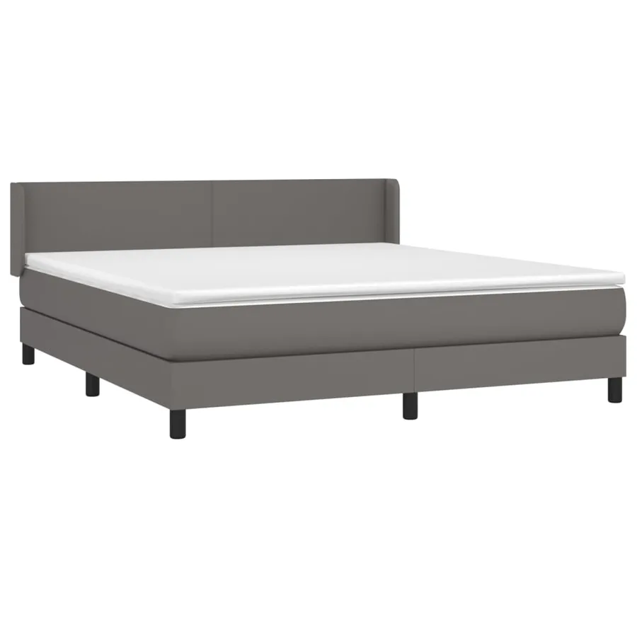 Sommier à lattes de lit avec matelas Gris 160x200 cm Similicuir - 3
