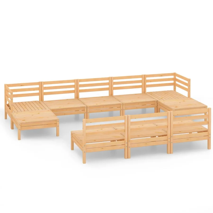 Salon de jardin 10 pcs Bois de pin massif - 2