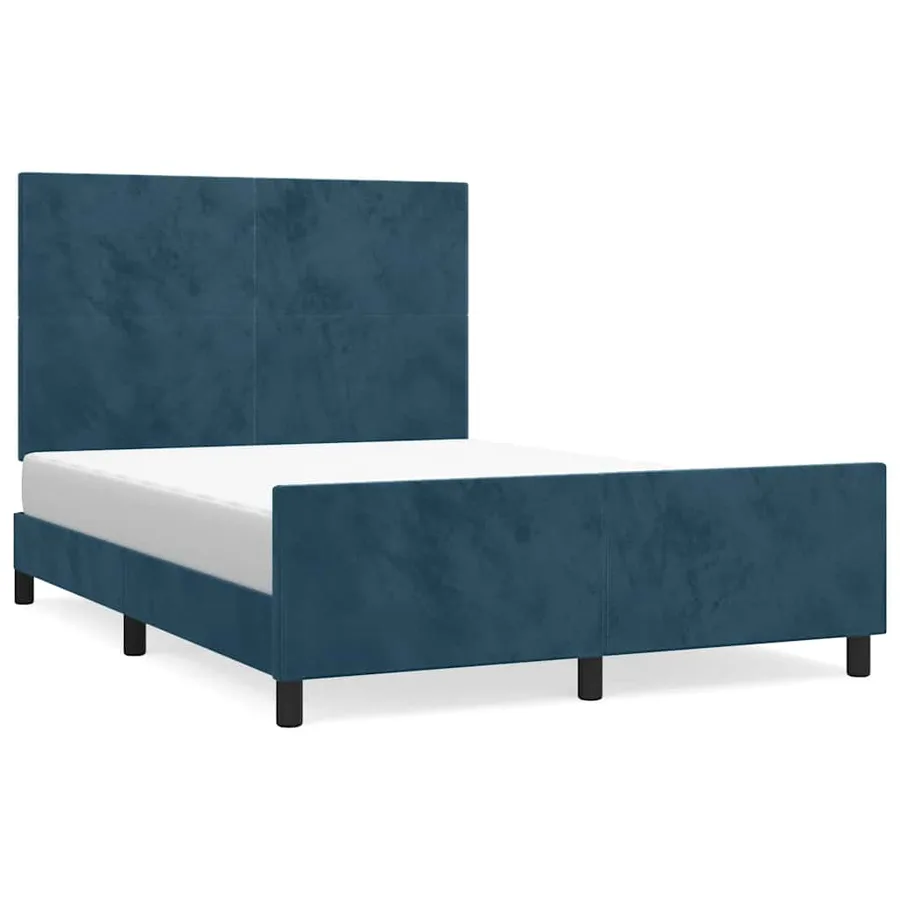 Cadre de lit sans matelas bleu foncé 140x200 cm velours - 2