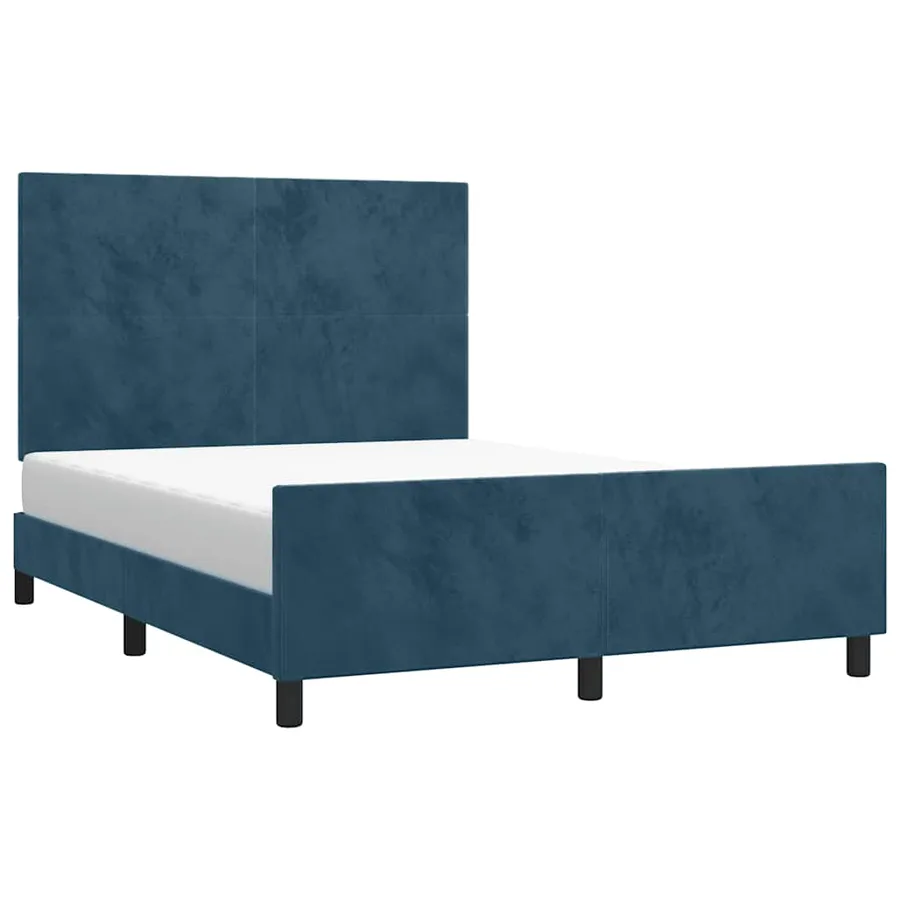 Cadre de lit sans matelas bleu foncé 140x200 cm velours - 3