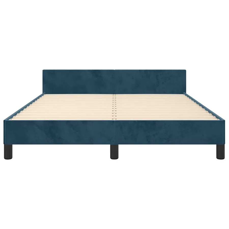Cadre de lit sans matelas bleu foncé 140x200 cm velours - 6