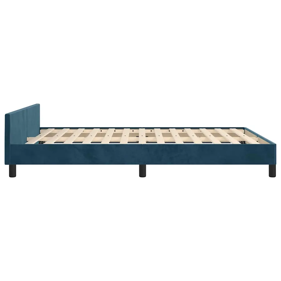 Cadre de lit sans matelas bleu foncé 140x200 cm velours - 7