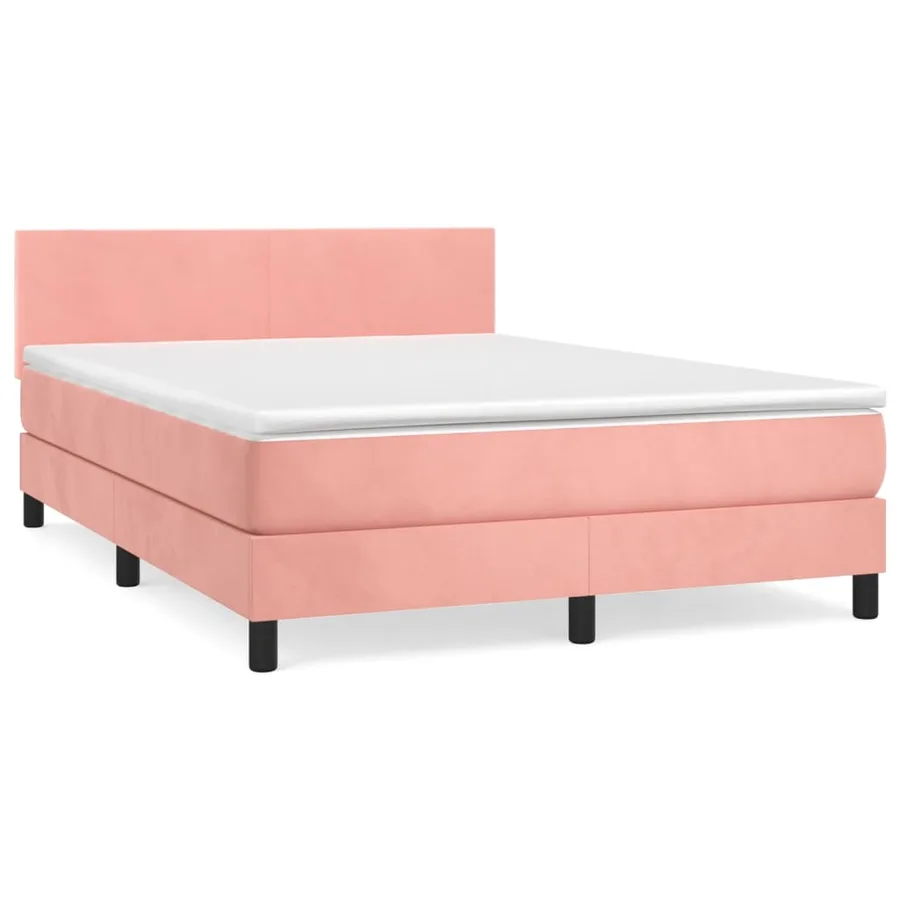Sommier à lattes de lit avec matelas Rose 140x190 cm Velours - 2