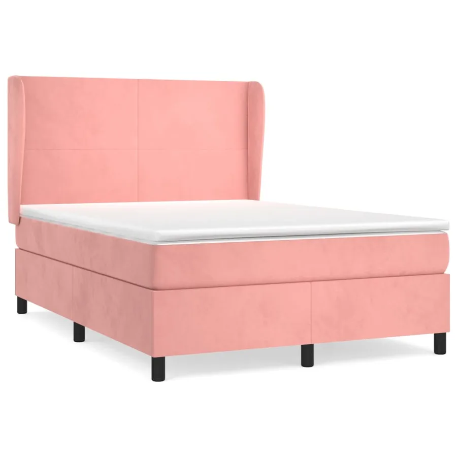 Sommier à lattes de lit avec matelas Rose 140x190 cm Velours - 2