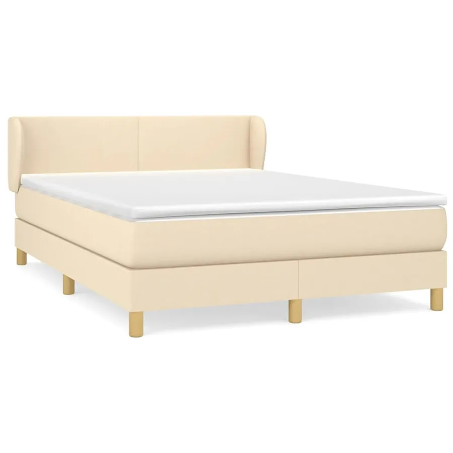 Sommier à lattes de lit avec matelas Crème 140x200 cm Tissu - 2