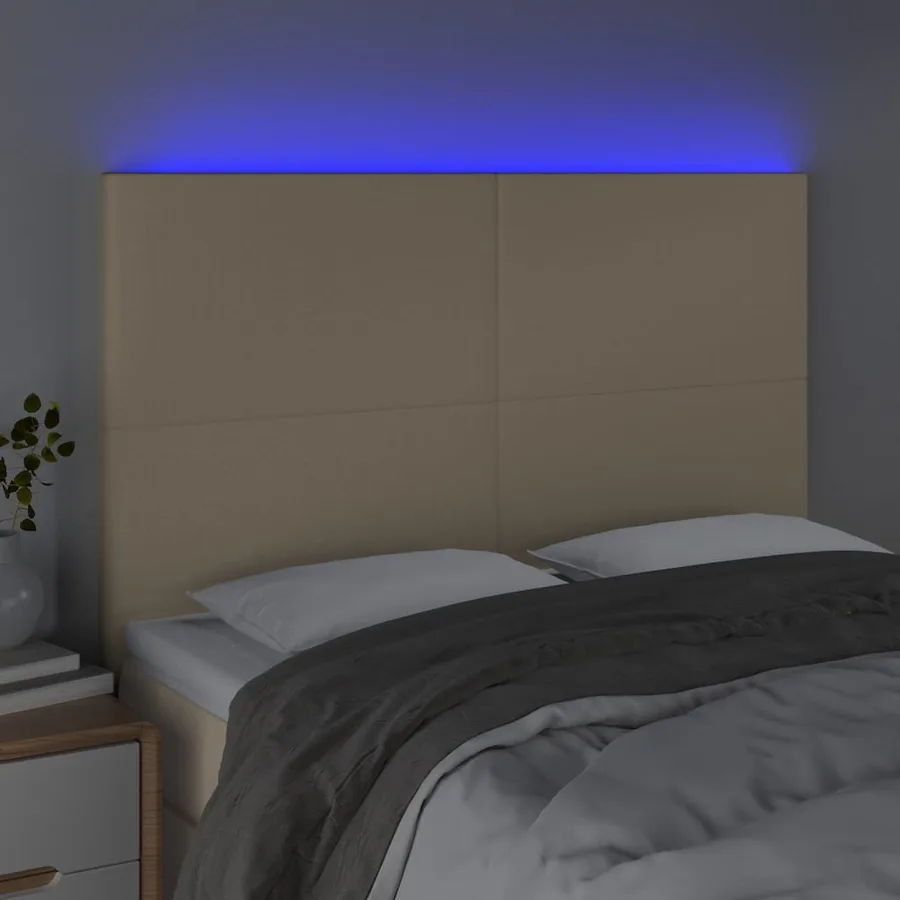 Tête de lit à LED Crème 144x5x118/128 cm Tissu - 3