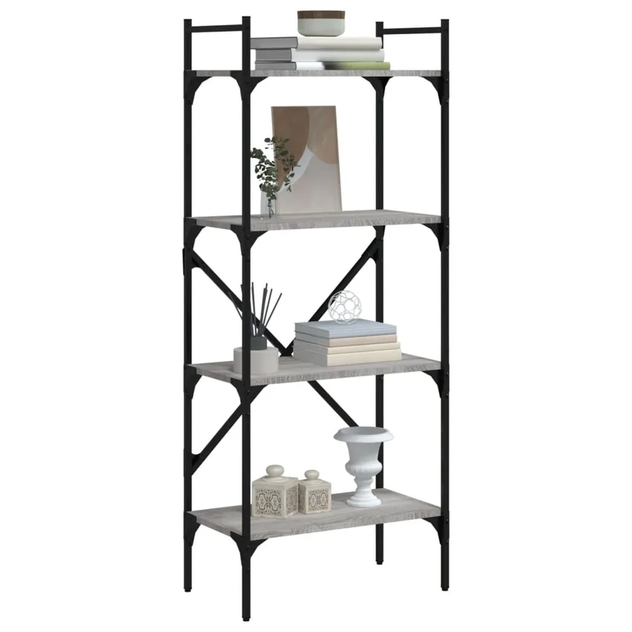 Bibliothèque à 4 niveaux sonoma gris 56x31,5x138,5 cm - 6