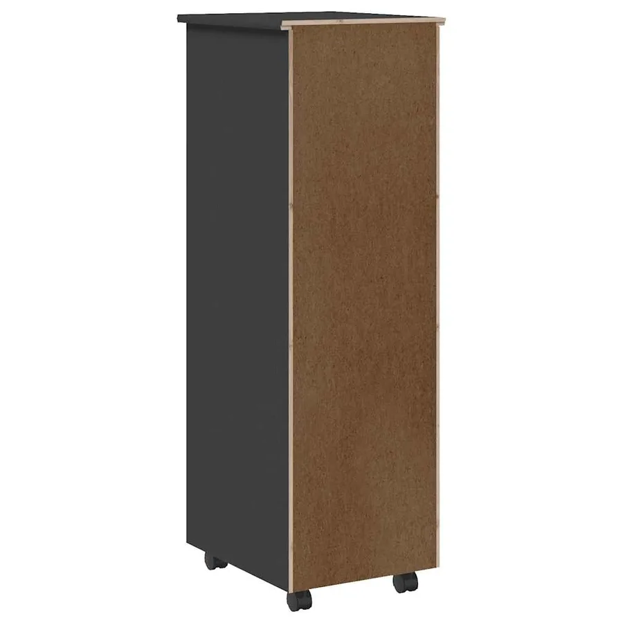Armoire roulante avec tiroirs MOSS gris bois de pin solide - 6