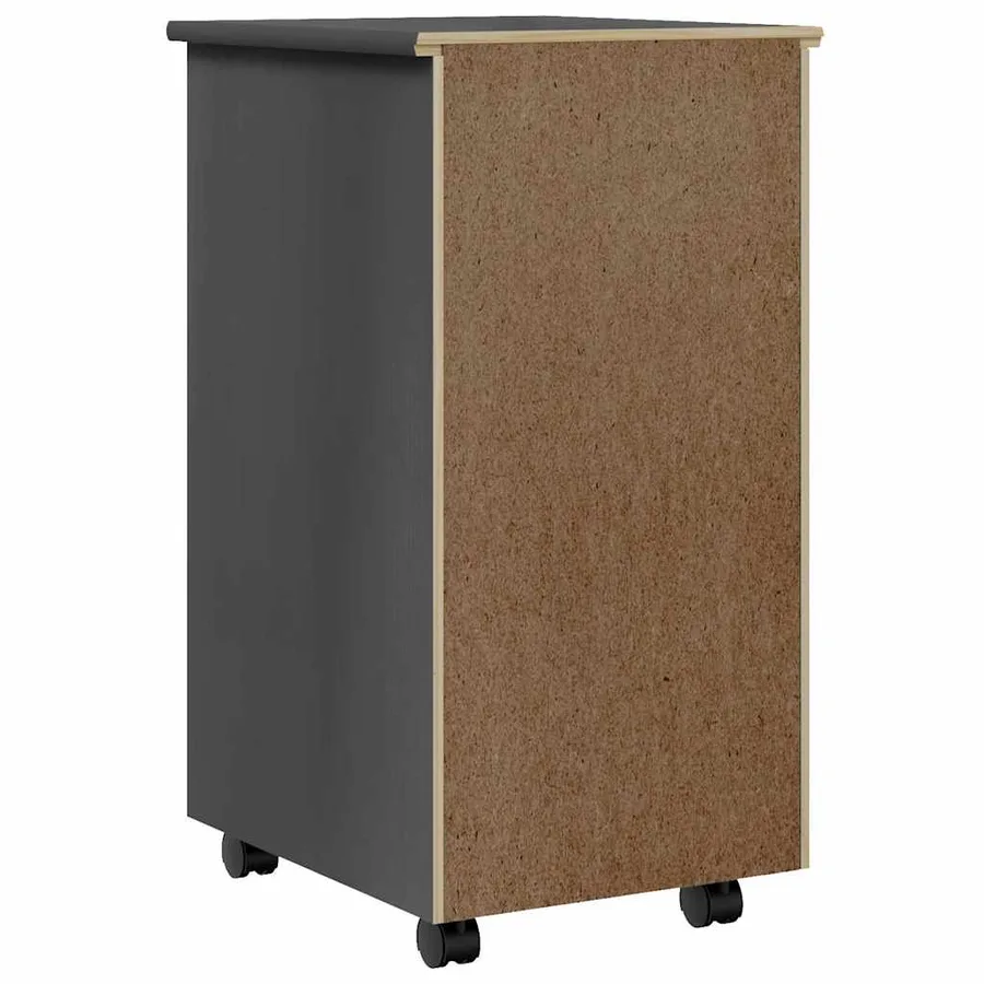 Armoire roulante avec tiroirs MOSS gris bois de pin solide - 7