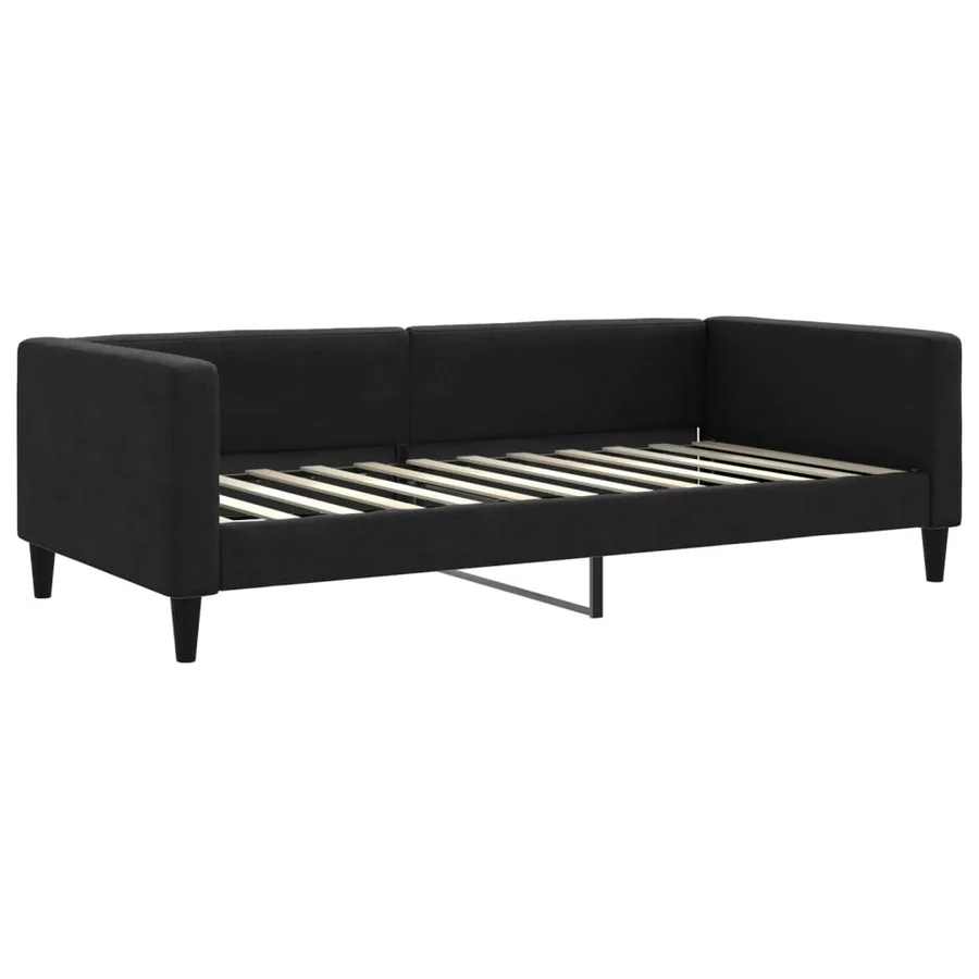 Lit de jour avec matelas noir 100x200 cm tissu - 3