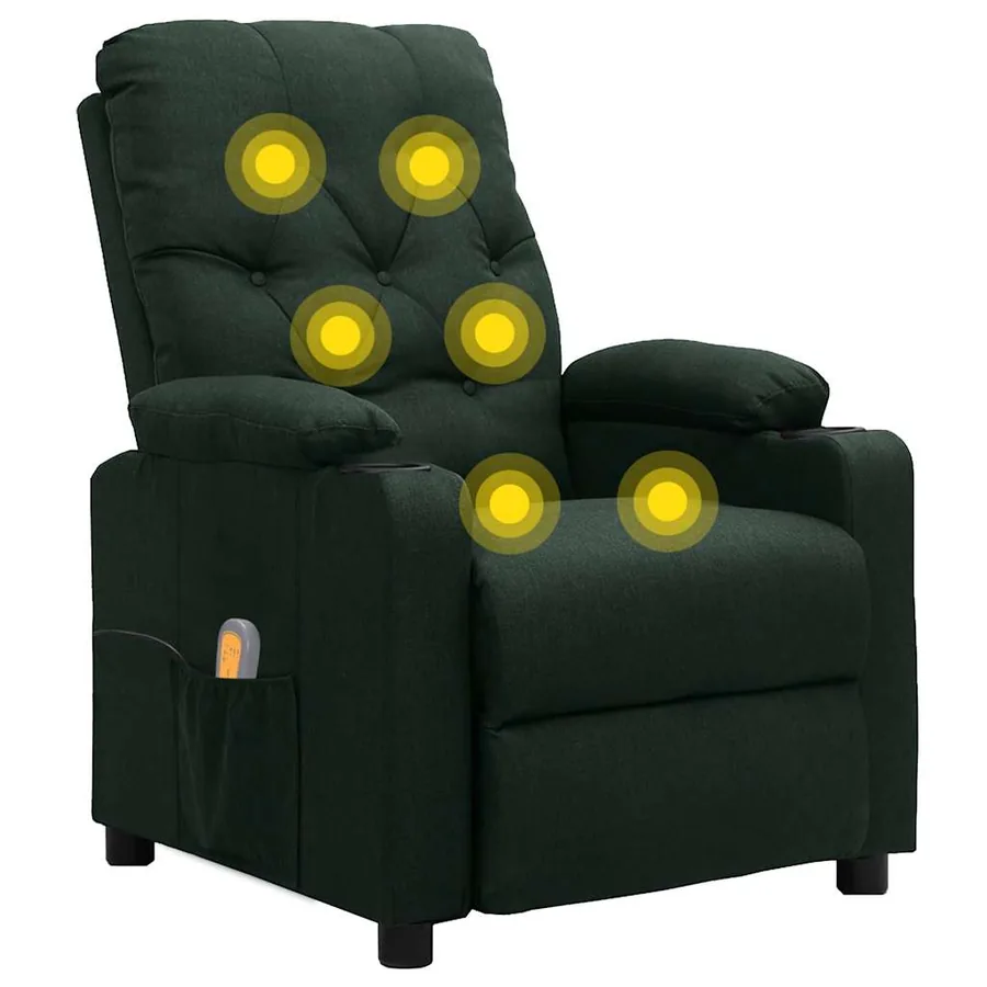 Fauteuil de massage Vert foncé Tissu