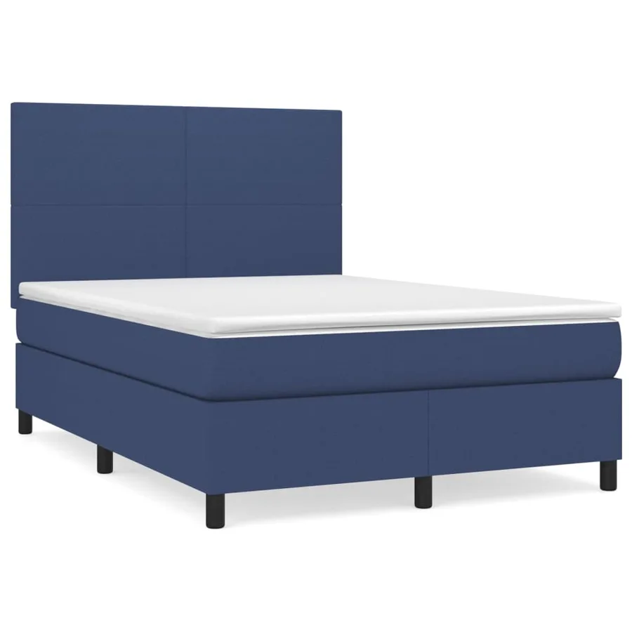 Sommier à lattes de lit avec matelas Bleu 140x200 cm Tissu - 2