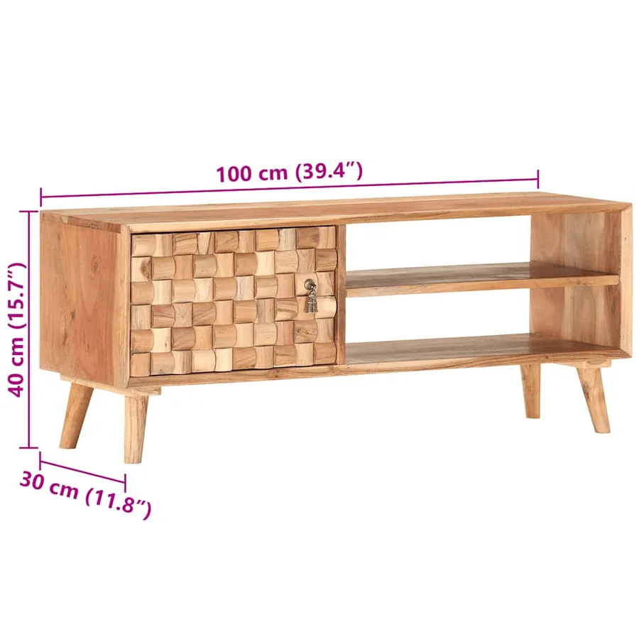 Meuble TV 100x30x40 cm Bois d'acacia massif - 7