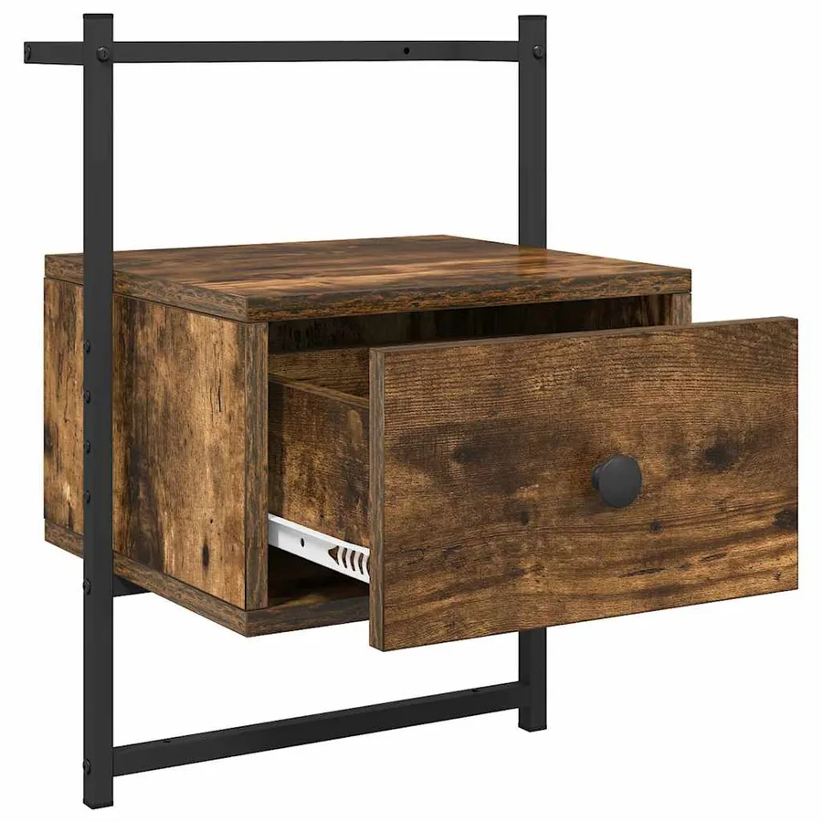 Table de chevet murale chêne fumé 35x30x51 cm cm - 5