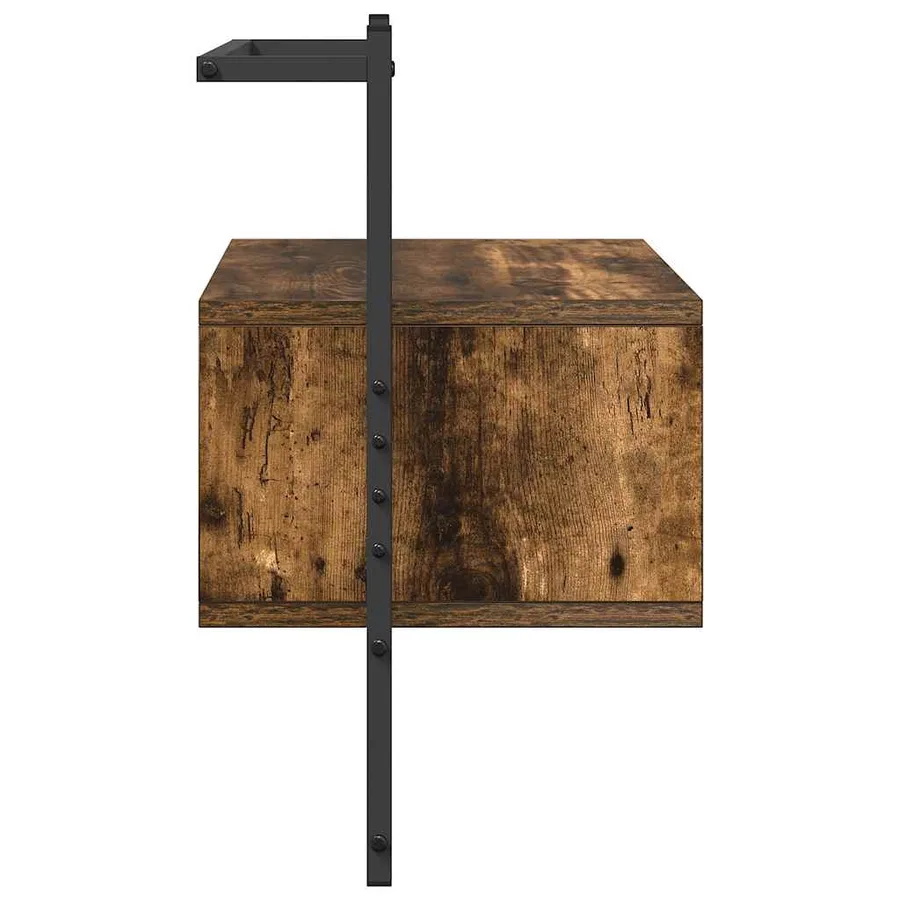 Table de chevet murale chêne fumé 35x30x51 cm cm - 7
