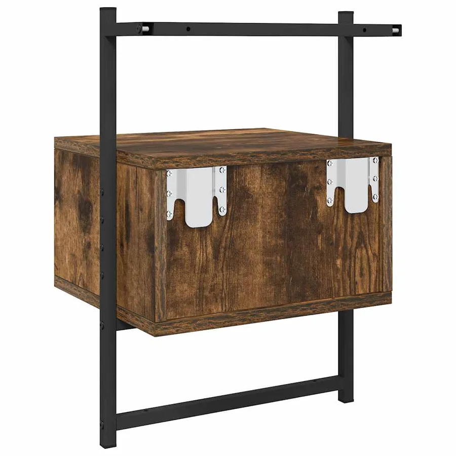 Table de chevet murale chêne fumé 35x30x51 cm cm - 8