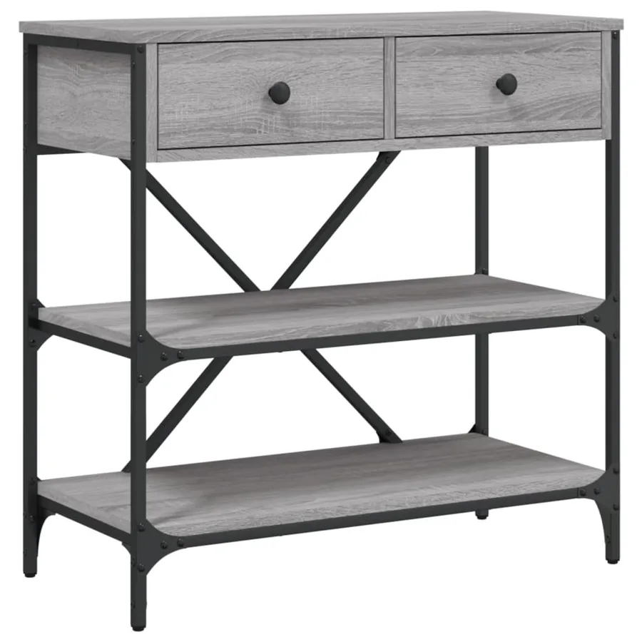 Table console sonoma gris 75x34,5x75 cm bois d'ingénierie - 2