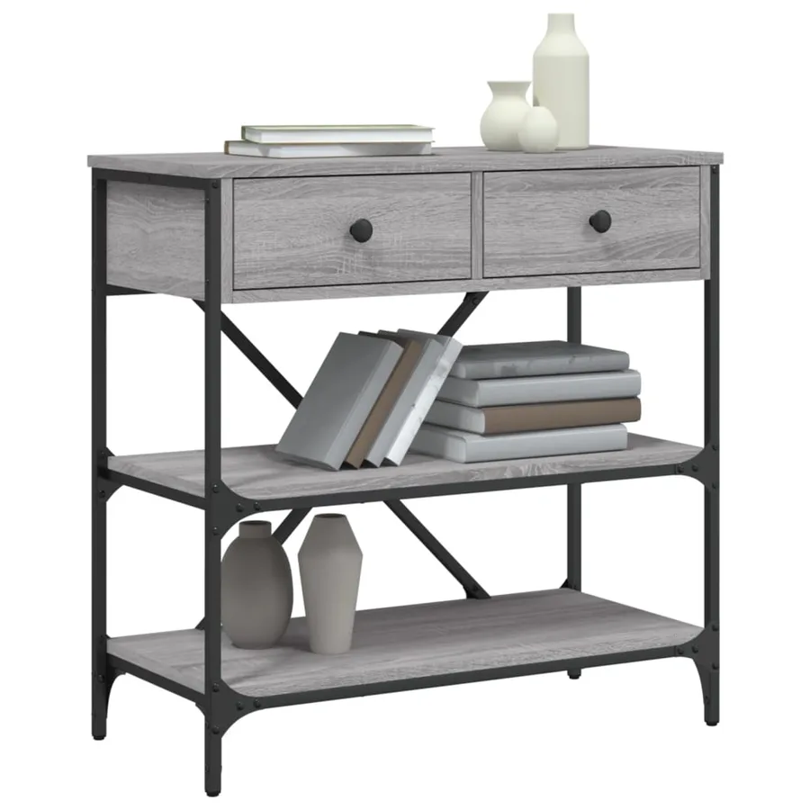 Table console sonoma gris 75x34,5x75 cm bois d'ingénierie - 3