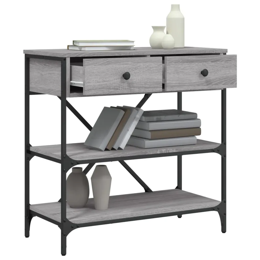 Table console sonoma gris 75x34,5x75 cm bois d'ingénierie - 4