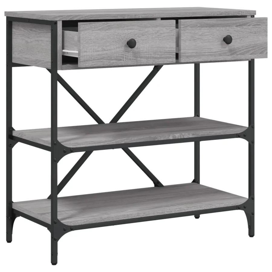 Table console sonoma gris 75x34,5x75 cm bois d'ingénierie - 8