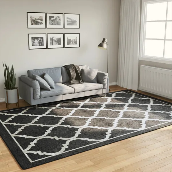 Tapis lavable noir et blanc 190x300 cm
