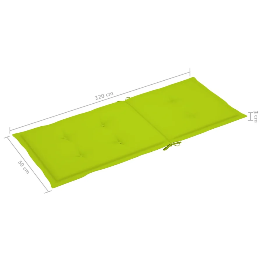 Chaises de jardin lot de 2 et coussins vert vif Teck massif - 11