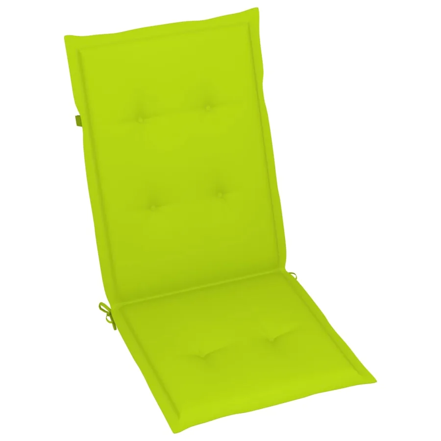 Chaises de jardin lot de 2 et coussins vert vif Teck massif - 7