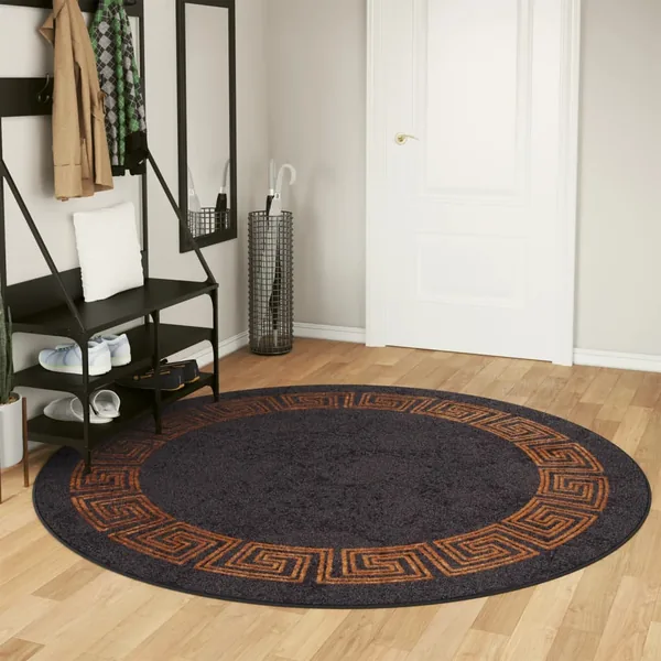 Tapis lavable noir et doré Ø 200 cm