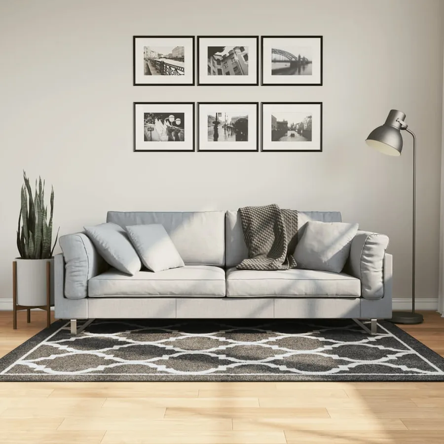 Tapis lavable noir et blanc 120x180 cm