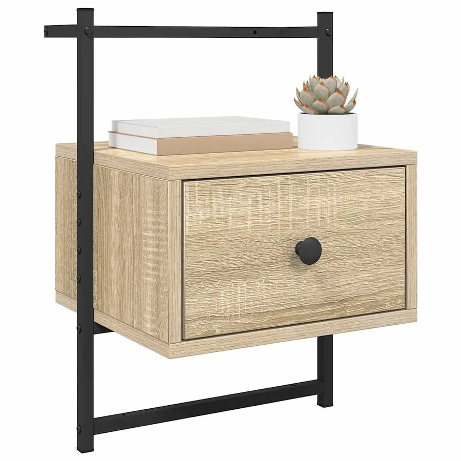 Table de chevet murale chêne sonoma 35x30x51 cm - 4