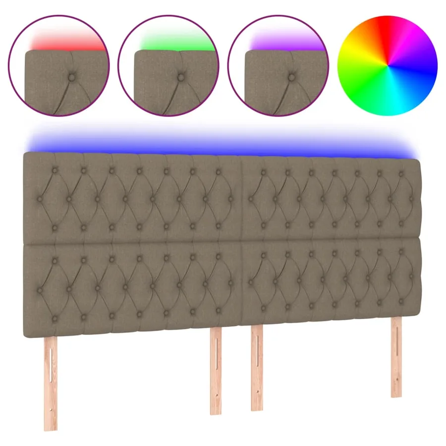 Tête de lit à LED Taupe 200x7x118/128 cm Tissu - 2