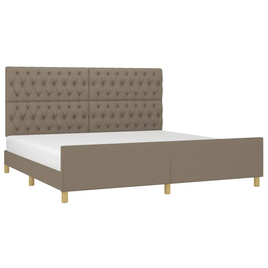 Cadre de lit sans matelas et tête de lit taupe 200x200 cm tissu - 3