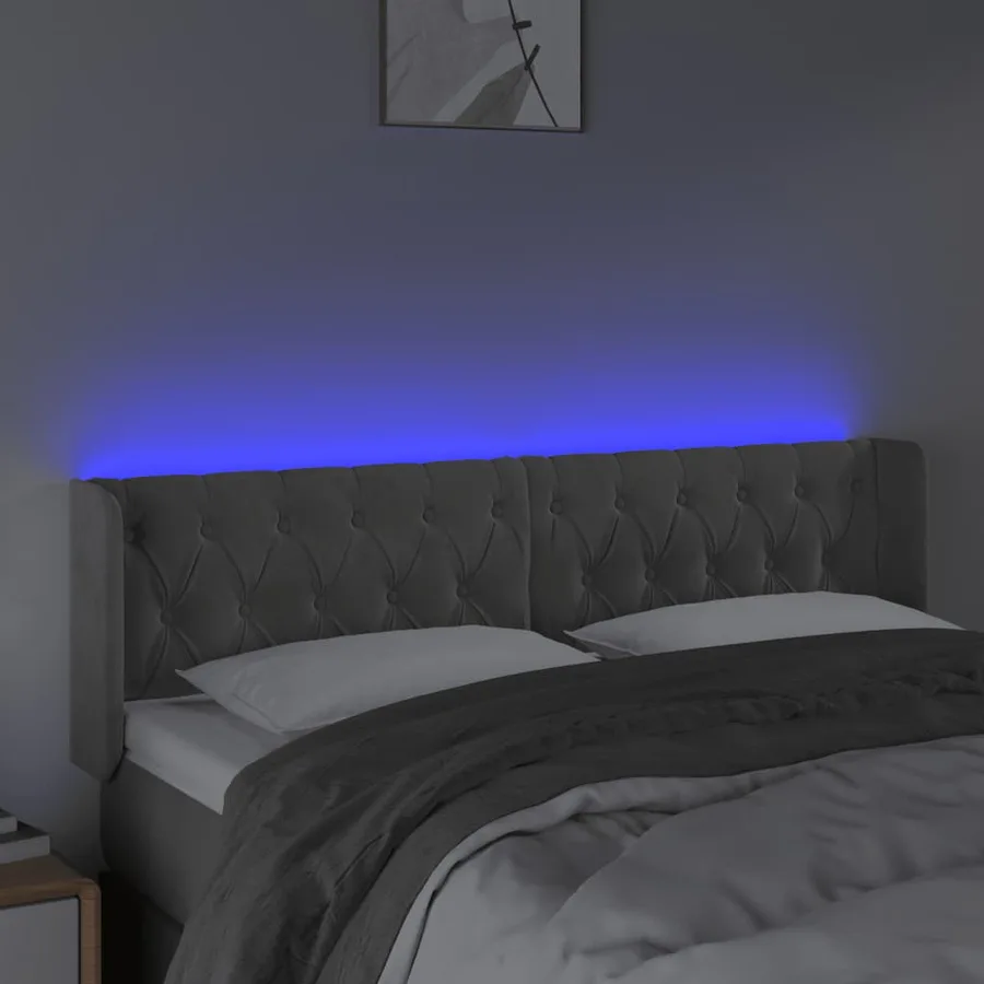 Tête de lit à LED Gris clair 163x16x78/88 cm Velours - 4