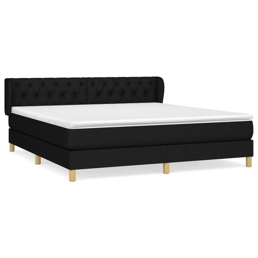 Sommier à lattes de lit avec matelas Noir 160x200 cm Tissu - 2