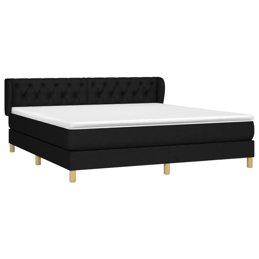 Sommier à lattes de lit avec matelas Noir 160x200 cm Tissu - 3
